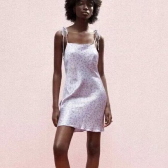 Zara Floral Satin Slip Mini Dress - Picture 3 of 10